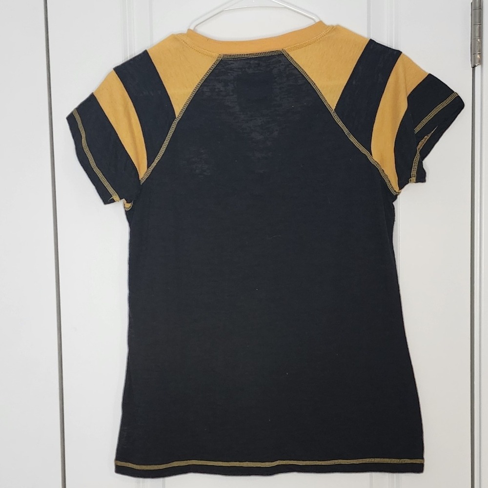 Antigua Steelers NFL Football Lace Up T-Shirt Patch Logo Black Gold M - Picture 2 of 5